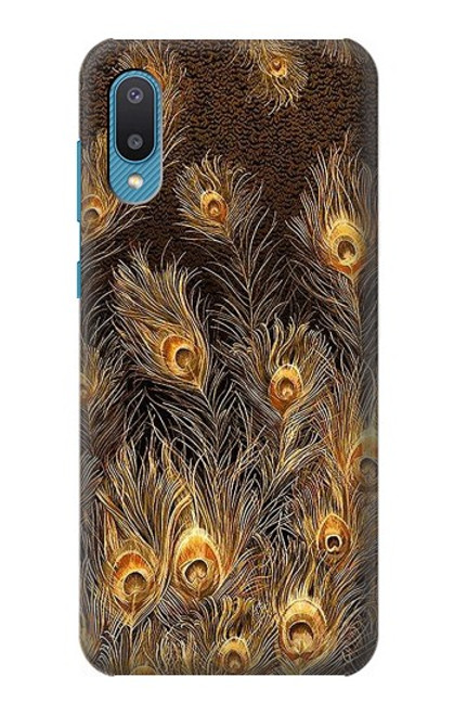 W3691 Gold Peacock Feather Hard Case and Leather Flip Case For Samsung Galaxy A04, Galaxy A02, M02