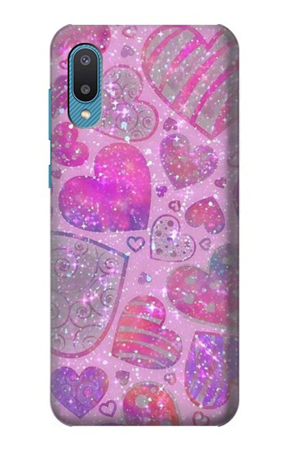 W3710 Pink Love Heart Hard Case and Leather Flip Case For Samsung Galaxy A04, Galaxy A02, M02