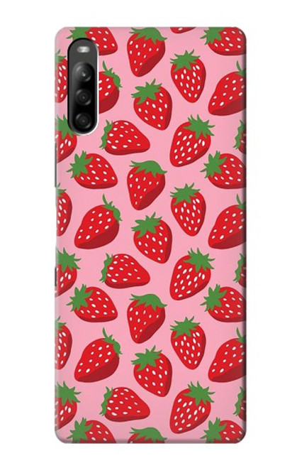 W3719 Strawberry Pattern Hard Case and Leather Flip Case For Sony Xperia L5