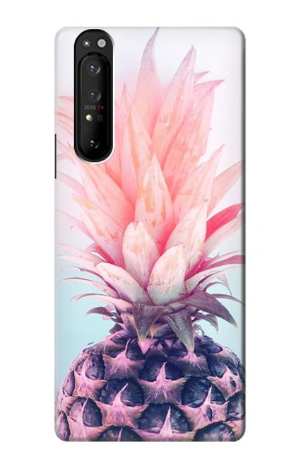 W3711 Pink Pineapple Hard Case and Leather Flip Case For Sony Xperia 1 III