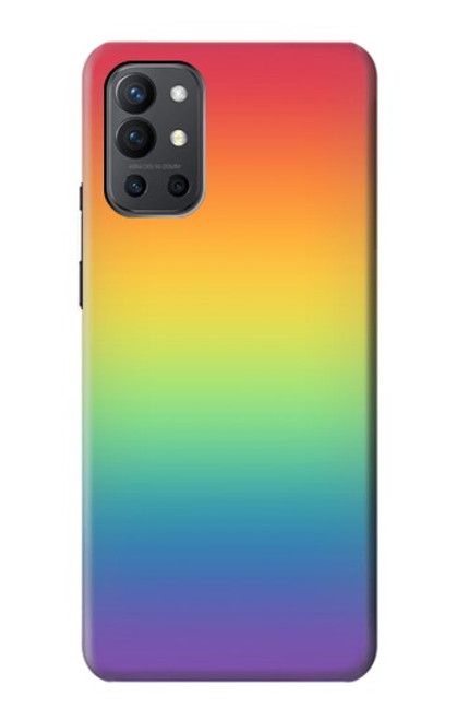 W3698 LGBT Gradient Pride Flag Hard Case and Leather Flip Case For OnePlus 9R