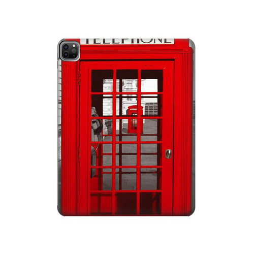 W0058 British Red Telephone Box Tablet Hard Case For iPad Pro 12.9 (2022,2021,2020,2018, 3rd, 4th, 5th, 6th)