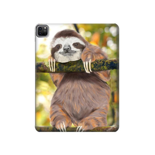 W3138 Cute Baby Sloth Paint Tablet Hard Case For iPad Pro 12.9 (2022,2021,2020,2018, 3rd, 4th, 5th, 6th)