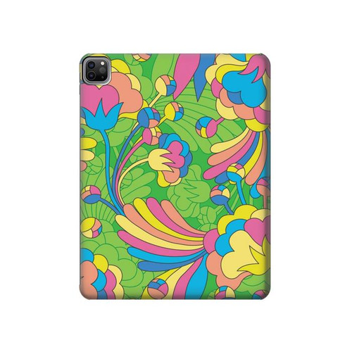 W3273 Flower Line Art Pattern Tablet Hard Case For iPad Pro 12.9 (2022, 2021, 2020, 2018), Air 13 (2024)