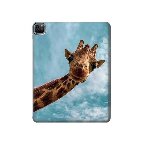 W3680 Cute Smile Giraffe Tablet Hard Case For iPad Pro 12.9 (2022,2021,2020,2018, 3rd, 4th, 5th, 6th)