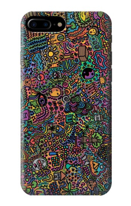 W3815 Psychedelic Art Hard Case and Leather Flip Case For iPhone 7 Plus, iPhone 8 Plus