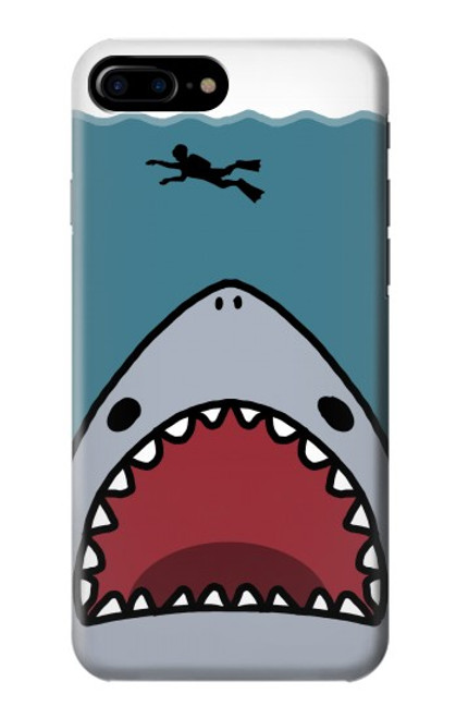 W3825 Cartoon Shark Sea Diving Hard Case and Leather Flip Case For iPhone 7 Plus, iPhone 8 Plus