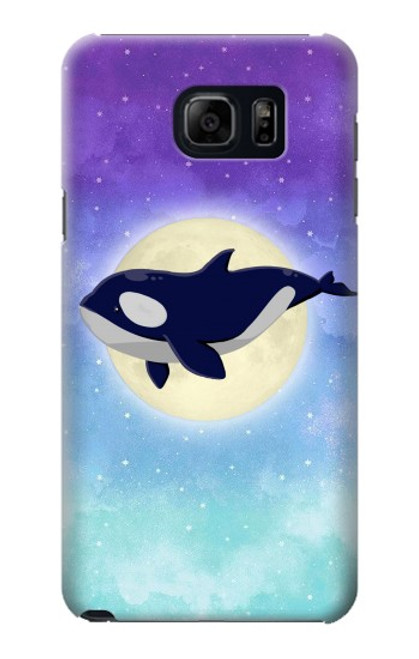 W3807 Killer Whale Orca Moon Pastel Fantasy Hard Case and Leather Flip Case For Samsung Galaxy S6 Edge Plus