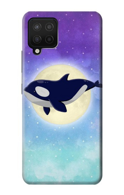 W3807 Killer Whale Orca Moon Pastel Fantasy Hard Case and Leather Flip Case For Samsung Galaxy A12