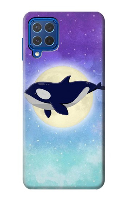 W3807 Killer Whale Orca Moon Pastel Fantasy Hard Case and Leather Flip Case For Samsung Galaxy M62