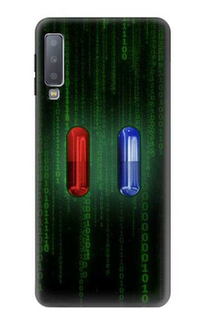 W3816 Red Pill Blue Pill Capsule Hard Case and Leather Flip Case For Samsung Galaxy A7 (2018)