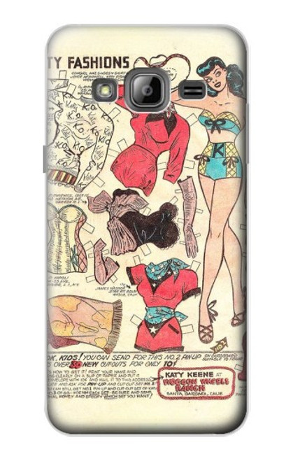 W3820 Vintage Cowgirl Fashion Paper Doll Hard Case and Leather Flip Case For Samsung Galaxy J3 (2016)