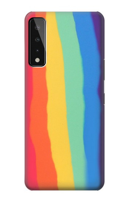 W3799 Cute Vertical Watercolor Rainbow Hard Case and Leather Flip Case For LG Stylo 7 4G