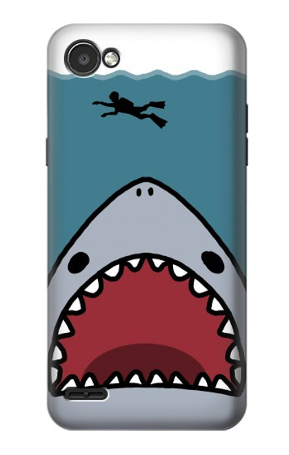 W3825 Cartoon Shark Sea Diving Hard Case and Leather Flip Case For LG Q6