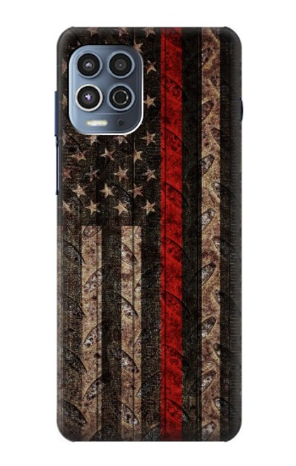 W3804 Fire Fighter Metal Red Line Flag Graphic Hard Case and Leather Flip Case For Motorola Moto G100