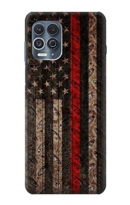 W3804 Fire Fighter Metal Red Line Flag Graphic Hard Case and Leather Flip Case For Motorola Edge S