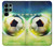 W3844 Glowing Football Soccer Ball Hard Case and Leather Flip Case For Samsung Galaxy S22 Ultra