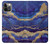W3906 Navy Blue Purple Marble Hard Case and Leather Flip Case For iPhone 12, iPhone 12 Pro
