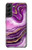 W3896 Purple Marble Gold Streaks Hard Case and Leather Flip Case For Samsung Galaxy S22 Plus