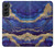 W3906 Navy Blue Purple Marble Hard Case and Leather Flip Case For Samsung Galaxy S22 Plus