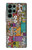 W3879 Retro Music Doodle Hard Case and Leather Flip Case For Samsung Galaxy S22 Ultra