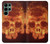 W3881 Fire Skull Hard Case and Leather Flip Case For Samsung Galaxy S22 Ultra