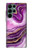 W3896 Purple Marble Gold Streaks Hard Case and Leather Flip Case For Samsung Galaxy S22 Ultra