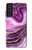 W3896 Purple Marble Gold Streaks Hard Case and Leather Flip Case For Samsung Galaxy S21 FE 5G