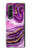W3896 Purple Marble Gold Streaks Hard Case For Samsung Galaxy Z Fold 3 5G