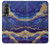 W3906 Navy Blue Purple Marble Hard Case For Samsung Galaxy Z Fold 3 5G