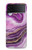 W3896 Purple Marble Gold Streaks Hard Case For Samsung Galaxy Z Flip 3 5G