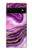 W3896 Purple Marble Gold Streaks Hard Case and Leather Flip Case For Google Pixel 6