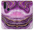 W3896 Purple Marble Gold Streaks Hard Case and Leather Flip Case For Motorola One Action (Moto P40 Power)