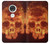 W3881 Fire Skull Hard Case and Leather Flip Case For Motorola Moto G7, Moto G7 Plus