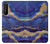 W3906 Navy Blue Purple Marble Hard Case and Leather Flip Case For Sony Xperia 1 II