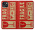 W3552 Vintage Fragile Label Art Hard Case and Leather Flip Case For iPhone 14