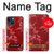 W3817 Red Floral Cherry blossom Pattern Hard Case and Leather Flip Case For iPhone 14