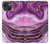 W3896 Purple Marble Gold Streaks Hard Case and Leather Flip Case For iPhone 14