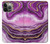 W3896 Purple Marble Gold Streaks Hard Case and Leather Flip Case For iPhone 14 Pro