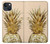 W3490 Gold Pineapple Hard Case and Leather Flip Case For iPhone 14 Plus