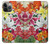 W3205 Retro Art Flowers Hard Case and Leather Flip Case For iPhone 14 Pro Max