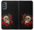 W3753 Dark Gothic Goth Skull Roses Hard Case and Leather Flip Case For Motorola Moto G62 5G