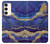 W3906 Navy Blue Purple Marble Hard Case and Leather Flip Case For Samsung Galaxy S23 Plus