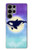 W3807 Killer Whale Orca Moon Pastel Fantasy Hard Case and Leather Flip Case For Samsung Galaxy S23 Ultra