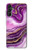 W3896 Purple Marble Gold Streaks Hard Case and Leather Flip Case For Samsung Galaxy A14 5G