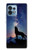 W3555 Wolf Howling Million Star Hard Case and Leather Flip Case For Motorola Edge+ (2023), X40, X40 Pro, Edge 40 Pro