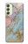 W3717 Rose Gold Blue Pastel Marble Graphic Printed Hard Case and Leather Flip Case For Samsung Galaxy A24 4G