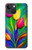 W3926 Colorful Tulip Oil Painting Hard Case and Leather Flip Case For iPhone 13 Pro