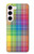 W3942 LGBTQ Rainbow Plaid Tartan Hard Case and Leather Flip Case For Samsung Galaxy S23