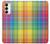 W3942 LGBTQ Rainbow Plaid Tartan Hard Case and Leather Flip Case For Samsung Galaxy S23